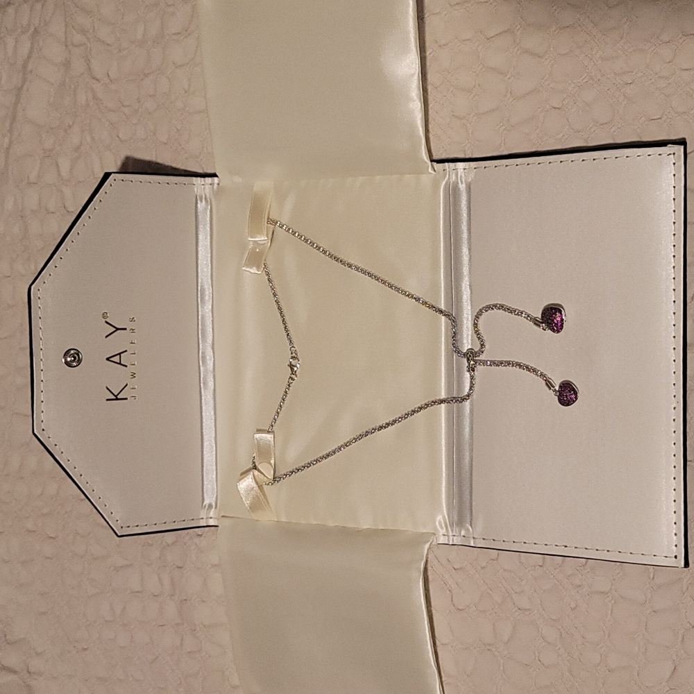 Kay Jewelers sterling silver and pink heart necklace